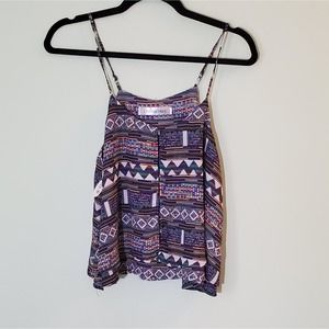 NWT! Cindi Gindi Cute Boho Chic Printed Purple Crop Tank Top / Cami Size Small